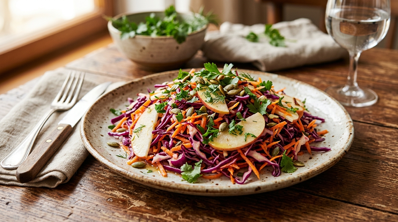 Salata sa crvenim kupusom, jabukom i šargarepom